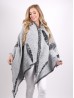 Reversible Soft Feather Patterned Scarf w/ Fringe